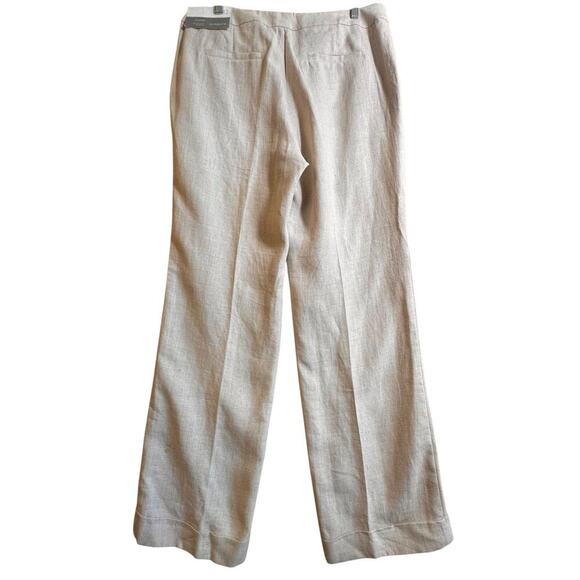 Liz Claiborne Audra Sz 12 Beige 100% Linen Cuffed Trouser Pants Beach Career NWT - Picture 9 of 16